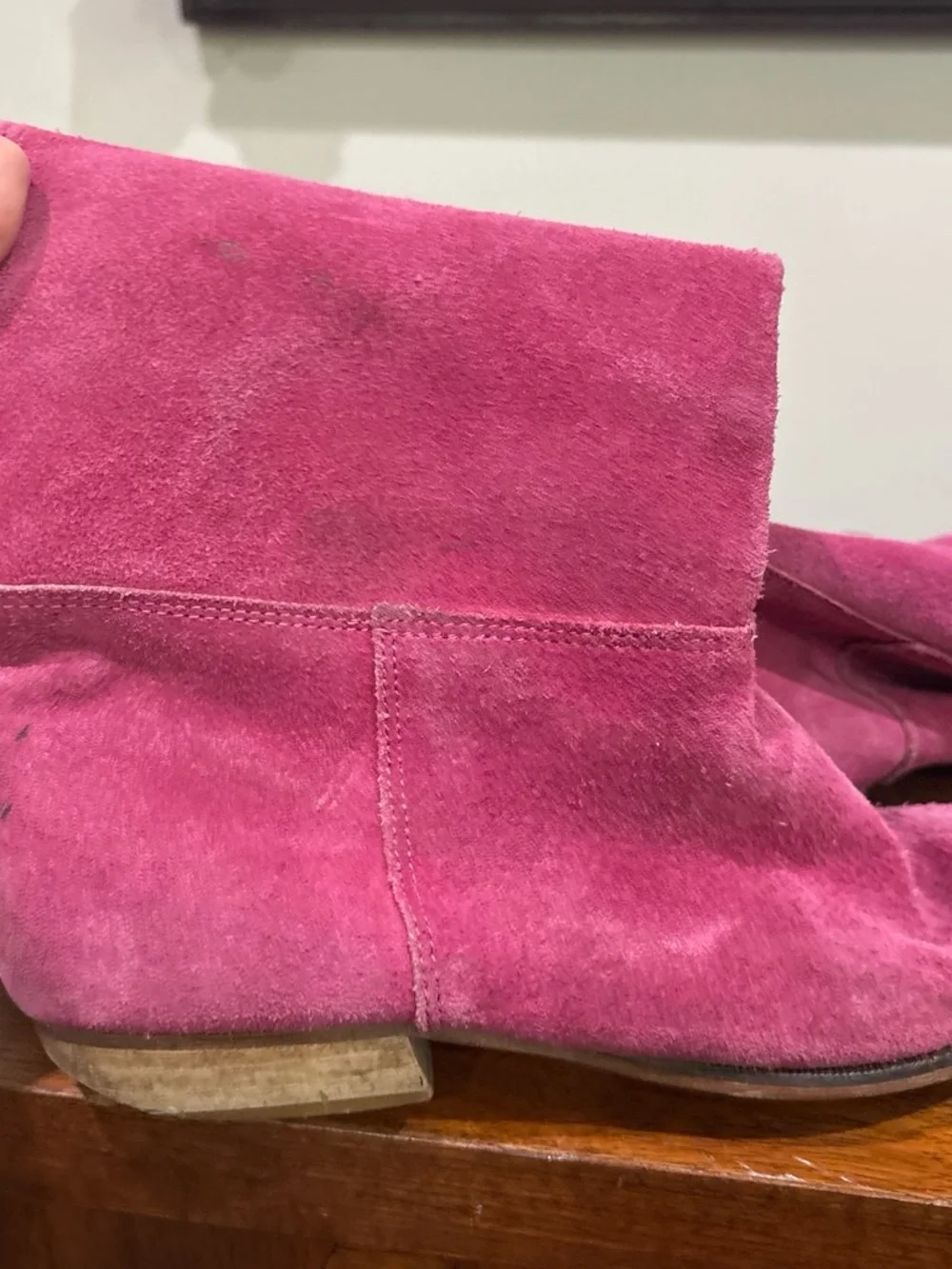 Vintage 80s Women's Pink Suede Knee-High Boots